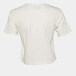 مملوكة مسبقًا Fendi Pink Logo Embroidered Jersey Crop T-Shirt S