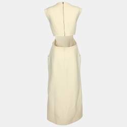 Fendi Cream Wool Silk Flared Midi Dress L