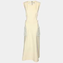 Fendi Cream Wool Silk Flared Midi Dress L