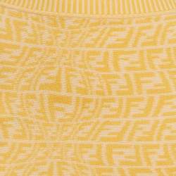 Fendi Yellow Logo Pattern Knit Button Front Cardigan and Skirt Set S/XS