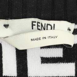 Pre Owned Fendi Black/White Zucca Jacquard Knit Bodycon Midi Dress M