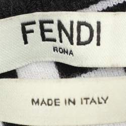 Pre Owned Fendi Black/White Zucca Jacquard Knit Bodycon Midi Dress M