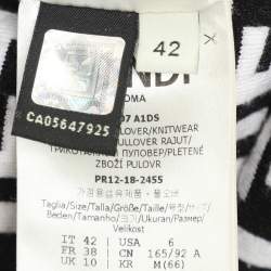 Pre Owned Fendi Black/White Zucca Jacquard Knit Bodycon Midi Dress M