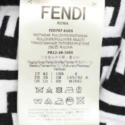 Pre Owned Fendi Black/White Zucca Jacquard Knit Bodycon Midi Dress M