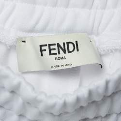 Fendi White Zucca Side Stripe Jersey Trackpants S