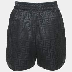 Fendi Black Zucca Pattern Silk Shorts S