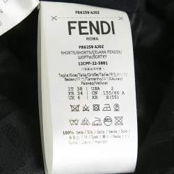 Fendi Black Zucca Pattern Silk Shorts S