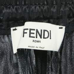Fendi Black Zucca Pattern Silk Shorts S