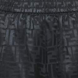 Fendi Black Zucca Pattern Silk Shorts S