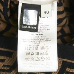 Pre Owned Fendi Brown/Black Zucca Jacquard Knit Bodycon Midi Dress S