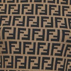 Pre Owned Fendi Brown/Black Zucca Jacquard Knit Bodycon Midi Dress S