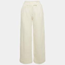 Fendi Beige Cotton Knit Wide-Leg Trousers S