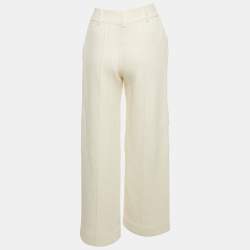Fendi Beige Cotton Knit Wide-Leg Trousers S