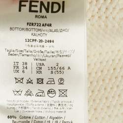 Fendi Beige Cotton Knit Wide-Leg Trousers S