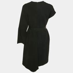 Pre Owned Fendi Black Crepe Belted Asymmetric Short Dress M