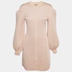 Fendi Pink Neoprene Quilted Mini Dress S