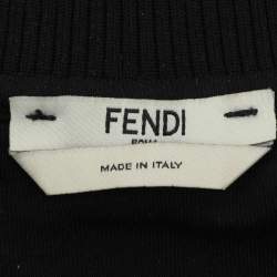 Fendi Black Cotton Knit Fendi Logo Track Jacket S
