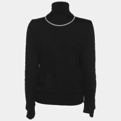 Fendi Black Cotton Knit Fendi Logo Track Jacket S