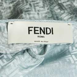 Fendi Blue Gradient Print Silk Chain Detail Sleeveless Aruf Maxi Dress S