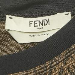 Fendi x Sarah Coleman Brown FF Vertigo Jersey Twist Detail Mini Dress M