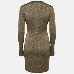 Fendi x Sarah Coleman Brown FF Vertigo Jersey Twist Detail Mini Dress M