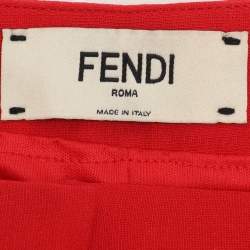 Pre Owned Fendi Red Cady Wide Leg Trousers M