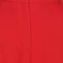 Pre Owned Fendi Red Cady Wide Leg Trousers M