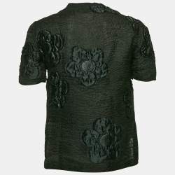 Fendi Black Floral Embroidered Wool Blend Blouse S