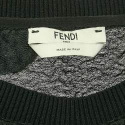 Fendi Black Floral Embroidered Wool Blend Blouse S
