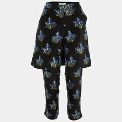 Fendi Black Floral Print Silk Overlay Trousers S