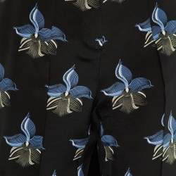 Fendi Black Floral Print Silk Overlay Trousers S