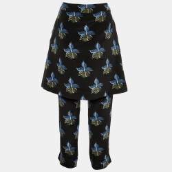 Fendi Black Floral Print Silk Overlay Trousers S