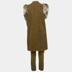 Fendi Green Wool and Fur Trim Jacket and Leggings Set M/S