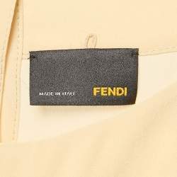 Fendi Cream Silk Faux Tie Detail Top M