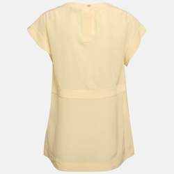 Fendi Cream Silk Faux Tie Detail Top M
