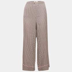 Fendi Multicolor Printed Silk Wide Leg Trousers M