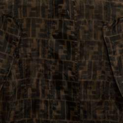 Fendi Brown Zucca Monogram Organza Sheer Cold Shoulder Coat S