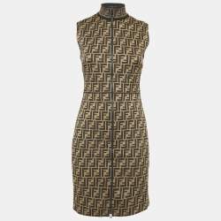 Fendi Brown FF Zucca Jacquard Sleeveless Mini Dress S