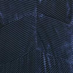Pre Owned Fendi Navy Blue Diagonal Stripe Velvet Flounce Long Dress S