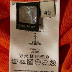 Fendi Orange Logo Print Knit Mesh Panel Detail Sleeveless Long Dress S