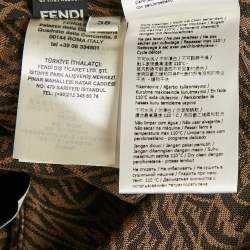 Fendi Brown Monogram Jacquard Knit Ruched Midi Dress S
