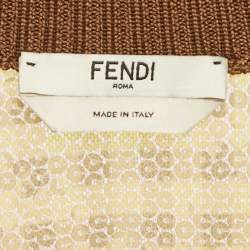 Fendi Yellow Vichy Sequin V-Neck Sweatshirt S