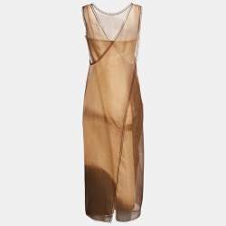 Fendi Brown Silk Byssus Column Midi Dress S