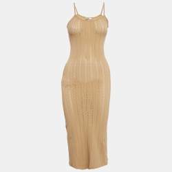 Fendi Brown Silk Byssus Column Midi Dress S