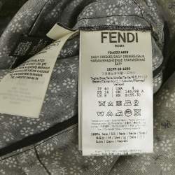 Fendi Black Floral Print Fading Silk Lace Trim Mini Dress S