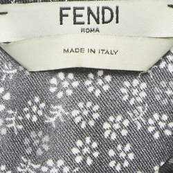 Fendi Black Floral Print Fading Silk Lace Trim Mini Dress S