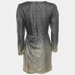 Fendi Black Floral Print Fading Silk Lace Trim Mini Dress S