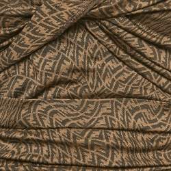 Fendi Brown FF Zucca Monogram Jacquard Knit Strapless Crop Top S