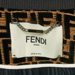 Fendi Black/Brown FF Logo Velvet Bomber Jacket S 