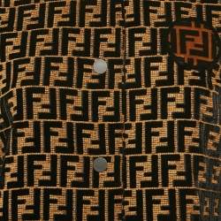 Fendi Black/Brown FF Logo Velvet Bomber Jacket S 
